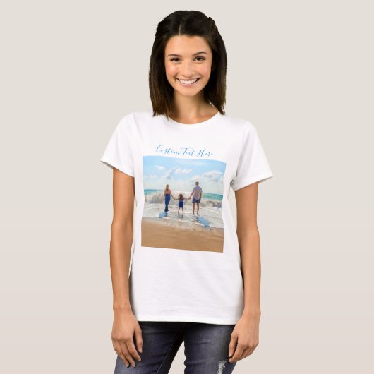 Aangepaste foto T-shirt met uw foto's en tekst (Voorkant volledig)