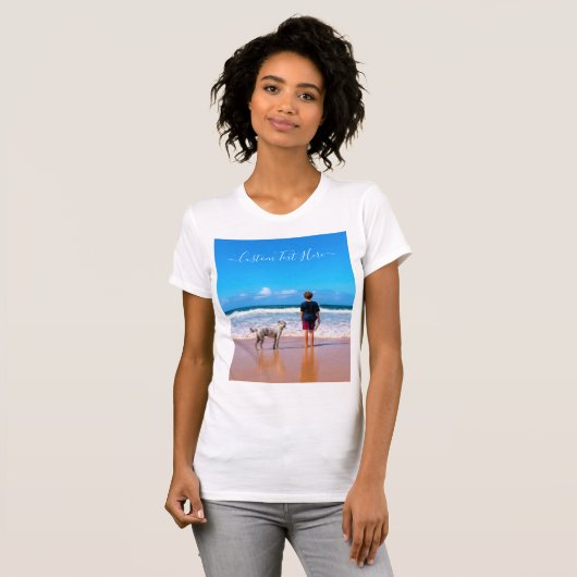 Aangepaste foto T-shirt met uw foto's en tekst (Voorkant volledig)