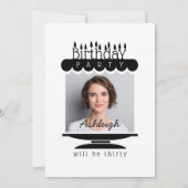 Aangepaste foto taart 30e verjaardag uitnodiging (Achterkant)