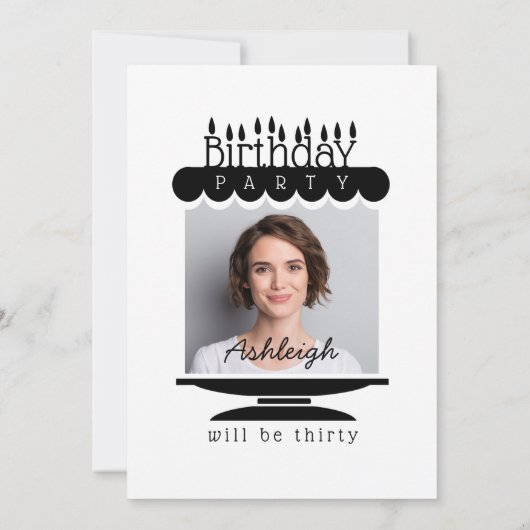 Aangepaste foto taart 30e verjaardag uitnodiging (Achterkant)