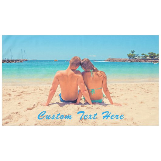 Aangepaste foto tafelkleed met tekst (Voorkant (Horizontaal))