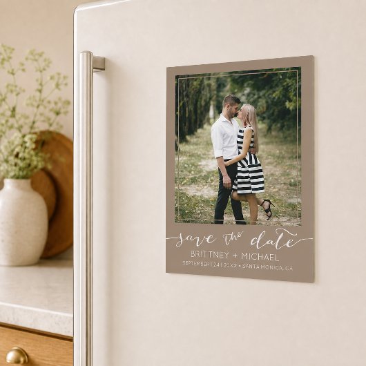 Aangepaste foto taupe save the date