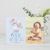 Aangepaste foto Teddybeer en ballon verjaardag Kaart (Staand voorkant)