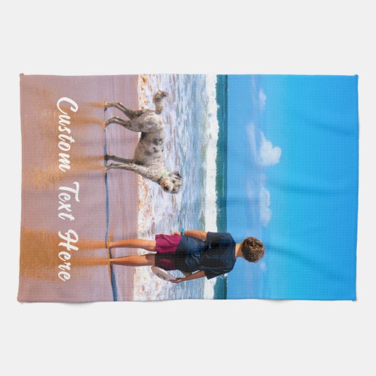 Aangepaste foto-tekenteukenhanddoek Uw foto-cadeau Theedoek (Horizontaal)