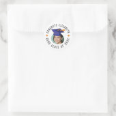 Aangepaste foto tekst afstudeerhoed viering ronde sticker (Tas)