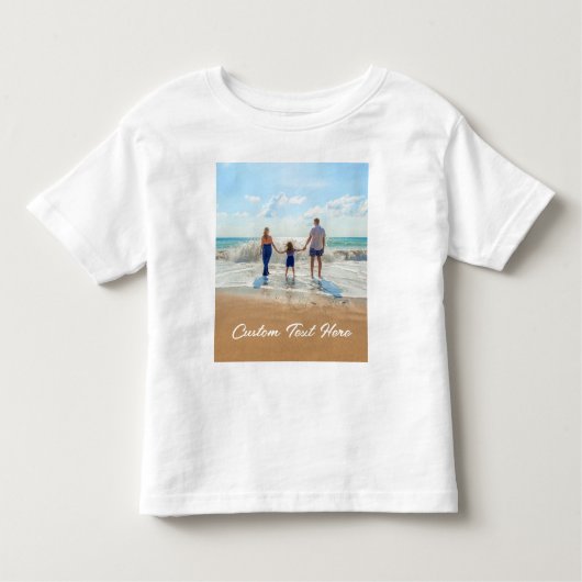 Aangepaste foto-tekst Baby T-Shirt je familiefoto' (Voorkant)