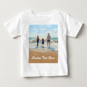 Aangepaste foto-tekst Baby T-Shirt je familiefoto'
