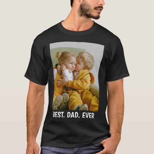 Aangepaste foto & tekst - Beste papa ooit Vaderdag T-shirt (Voorkant)