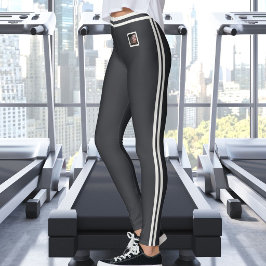 Aangepaste foto tekst Cute Strepen Neutraal Caviar Leggings