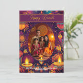 Aangepaste foto & tekst Diwali kaart (Staand voorkant)