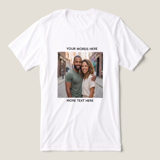 Aangepaste foto & tekst gepersonaliseerd T-shirt | (Design voorkant)