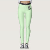 Aangepaste foto tekst groene zwarte strepen kat mo leggings (Voorkant)