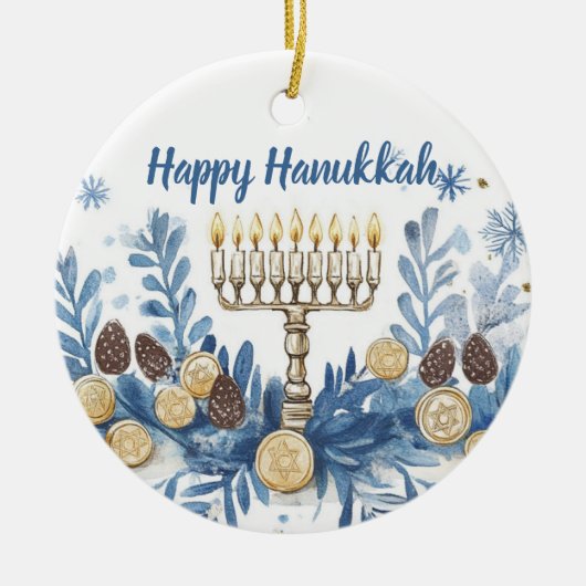 Aangepaste foto & tekst Hanukkah Festival of Light Keramisch Ornament (Voorkant)