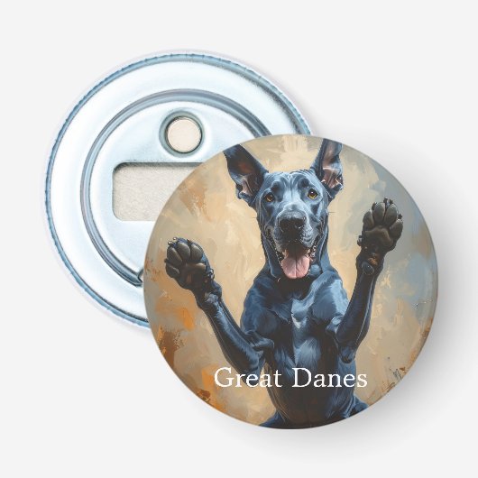 Aangepaste foto & tekst Harlekijn Hond Cadeau Button Flesopener (Voorkant)