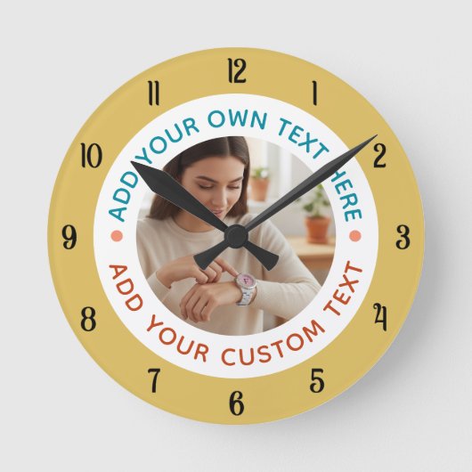 Aangepaste Foto & Tekst Home Decor – Gepersonalise Ronde Klok (Voorkant)