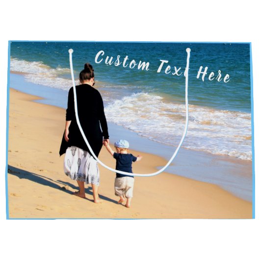 Aangepaste foto Tekst je familie foto's Groot Cadeauzakje (Achterkant)