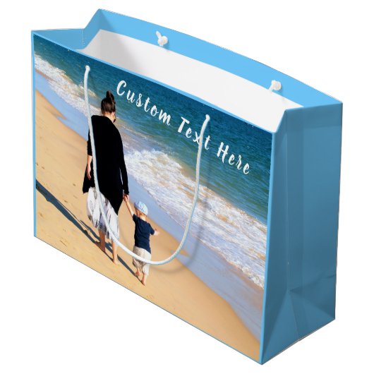 Aangepaste foto Tekst je familie foto's Groot Cadeauzakje (Achterkant Gekanteld)