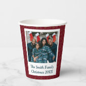 Aangepaste Foto & Tekst Kerstboom & Groetjes Rood Papieren Bekers (Voorkant)