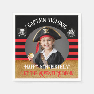 Aangepaste foto & tekst kinderfeestje Piratenverja Servet