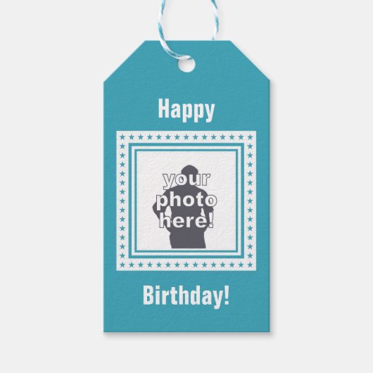 AANGEPASTE FOTO, TEKST & KLEUR cadeau labels Cadeaulabel (Voorkant)