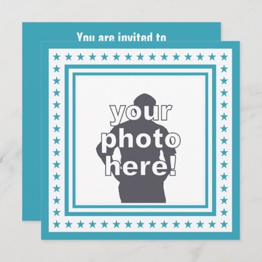 AANGEPASTE FOTO, TEKST & KLEUR party uitnodigingen (Voorkant / Achterkant)