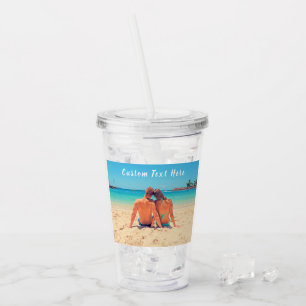 Aangepaste foto-tekst Naam Acryldrager Uw foto's Acryl Drinkbeker