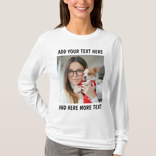 Aangepaste foto & tekst of naam t-shirt (Voorkant)