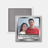 Aangepaste foto & tekst op de stijlvolle zilveren  magneet (Voorkant / Achterkant)