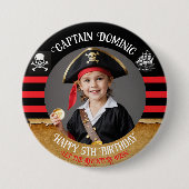 Aangepaste foto & tekst Piraat Verjaardagsfeestje Ronde Button 7,6 Cm (Voorkant)