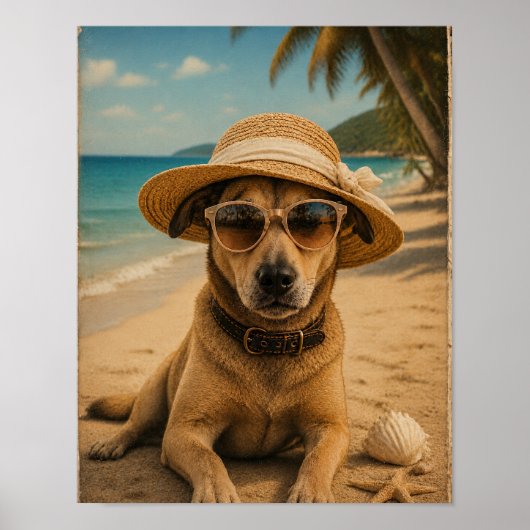 Aangepaste foto & tekst Retro strandposter Poster (Voorkant)