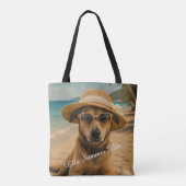 Aangepaste foto & tekst retro strandposter tote bag (Achterkant)