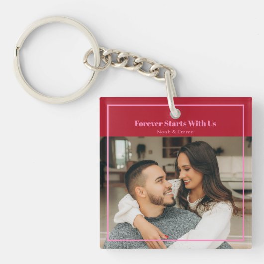 Aangepaste foto & tekst romantisch cadeau - Gepers Sleutelhanger (voorkant)