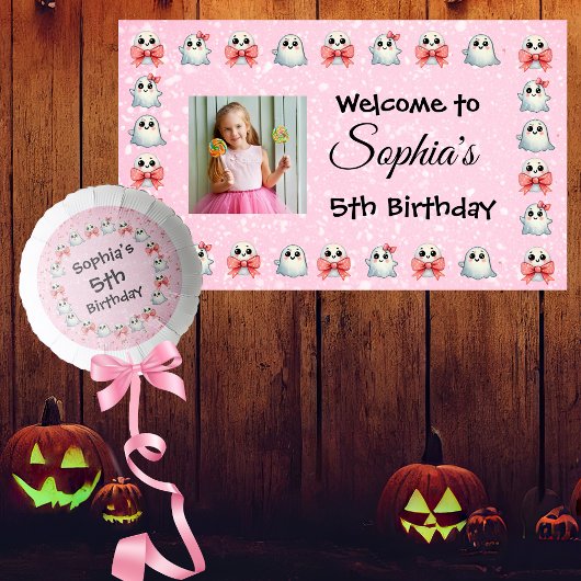 Aangepaste Foto / Tekst Schattigee Ghost Theme Kid Spandoek