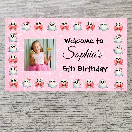 Aangepaste Foto / Tekst Schattigee Ghost Theme Kid Spandoek