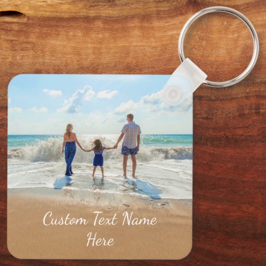 Aangepaste foto-tekst Sleutelhanger Foto's van je  (Achterkant)
