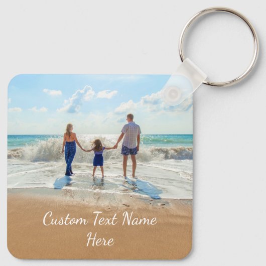 Aangepaste foto-tekst Sleutelhanger Foto's van je  (Achterkant)