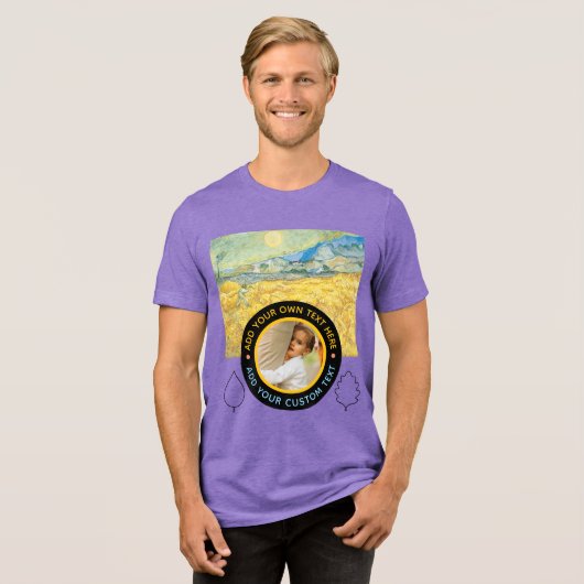 Aangepaste foto-tekst – Van Gogh Art Verjaardagsva Tri-Blend Shirt (Voorkant volledig)