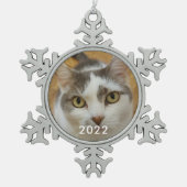 Aangepaste foto-tekst van Pet-reeks Tin Sneeuwvlok Ornament (Voorkant)