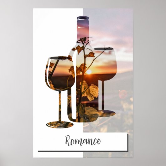 Aangepaste foto & tekst wijnfles & twee glazen poster (Voorkant)