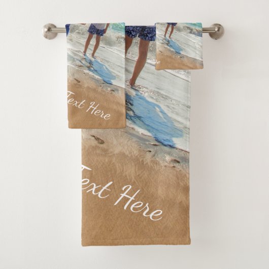 Aangepaste foto-teksthanddoeken - Uw zomerontwerp Bad Handdoek (Insitu)