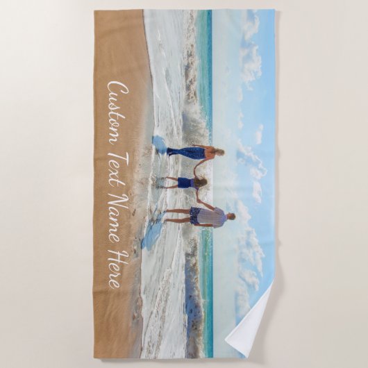 Aangepaste foto-tekstnaamhanddoek Uw foto's Strandlaken (Voorkant)