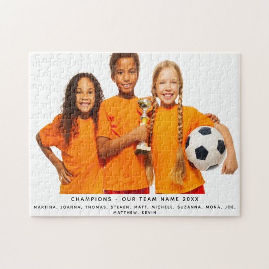Aangepaste foto-tekstnamen voor het sportteam legpuzzel (Horizontaal)