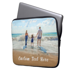 Aangepaste foto-tekstophoes voor uw familiefoto laptop sleeve