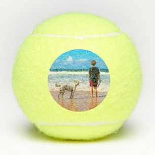 Aangepaste foto-tennis maakt foto's met huisdieren tennisballen
