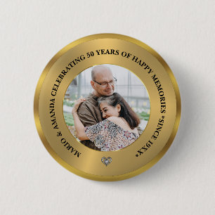 Aangepaste foto ter viering van 50-jarig huwelijks ronde button 5,7 cm