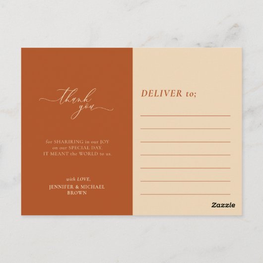 Aangepaste foto terracotta script handtekening bed briefkaart (Achterkant)