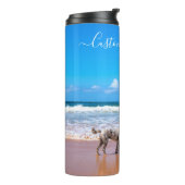 Aangepaste foto thermische droogtrommel met tekst thermosbeker (Gedraaid links)