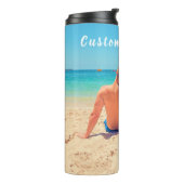 Aangepaste foto Thermische Tumbler met Tekstnaam Thermosbeker (Gedraaid links)