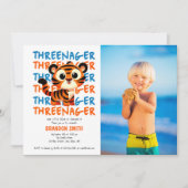 Aangepaste foto Threenager Jongen 3e Verjaardagsfe Kaart (Voorkant)