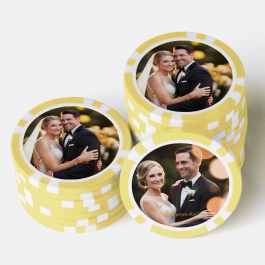 Aangepaste foto thuis toernooi huwelijksfeest poker chips (Opstapeling)
